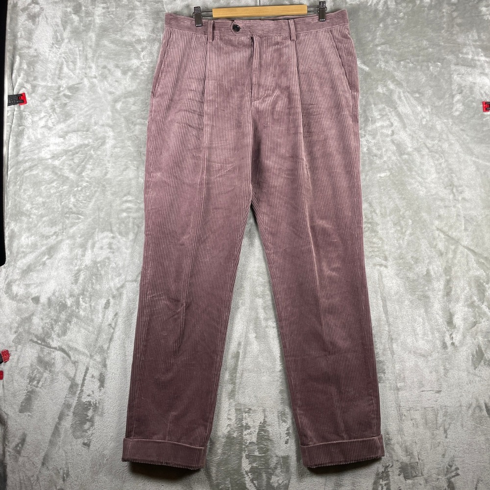 NWT $298 Todd Snyder Pleated Trouser Men 34x34 Mauve Wide Wale Corduroy Pants